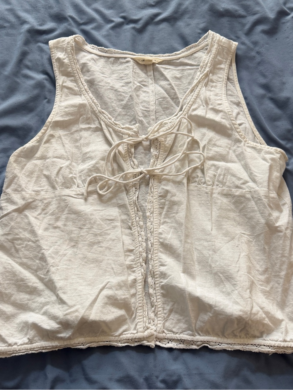 Lucky Brand white Lace-Up top